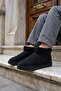 Women's Stoned Black Ultra Mini Suede Boots with Fur Inside 3 cm Byndum01 - 6