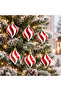 Christmas Tree Ornament Red and White Spiral Patterned Set of 6 - 3
