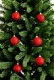 Christmas Pine Tree Ornament Shiny Red Glittery Cici Ball 7cm Set of 6 - 8