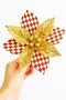 زخرفة شجرة عيد الميلاد الصنوبر Ponsetya زهرة كبيرة أحمر أبيض منقوشة - 8