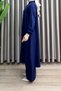 Ajda Takim Tencel Fabric Women's Navy Blue Openable Buttoned Hijab Tunic with Elastic Sleeves and Pants Two-Piece Set - 4