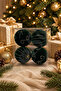 Christmas Tree Ornament Velvet Cici Ball 10 cm Set of 4 Dark Green - 5