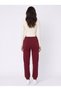 Burgundy Thick Belted High Waist Elasticated Cuffs Comfortable Fit Daily Use Sweatpants - 2