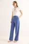 Blue Woven Fabric High Waist Wide Leg Pleated Detailed Relaxed Fit Palazzo Trousers - 3
