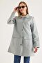 Gray Polyester Fabric Shirt Collar Long Sleeves Snap Closure Pocket Detail Comfortable Fit Cap