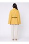 Yellow Cashmere Fabric High Collar Practical Cut Wide Form Poncho with Single Button and Belt Detail - 3