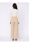 Beige Woven Fabric High Waist Wide Leg Relaxed Fit Zipper and Button Detailed Trousers - 3