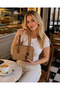 Women's Charmlı Straw Hand and Shoulder Bag Cty-Lbn-1275 with Zipper Closure