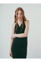 Neck Strap Zero Sleeve Sandy Fabric Long Dress Cty-Lbn-5907 - 3