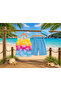 Girl's Blue Shorts Swimsuit Set - 3 Pieces - 2