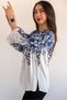 Women's Plus Size Fold Sleeve Shirt Blouse cty-akc-uzd1 100% Cotton Organic Linen - 6