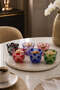 Handmade Crystal Honeycomb Patterned Colorful Decorative Turkish Delight Bowl Set of 6 +1 Gift - 7