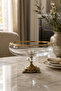 Handmade Crystal Gold Detail Transparent Decorative Footed Presentation Bowl - 7