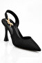 Women's Black Pointed Toe Thin Heeled Shoes Ankle Strap Stylish Daily and Special Occasion Model Trend - 4