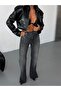 Women's High Waist Cross-Buttoned Wide Leg Jeans with Slits - 5