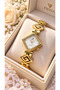 Gold Yellow Steel Clamp Cord Wrist Watch - 2