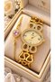 2-Year Warranty Golden Yellow Steel Cord Women's Wristwatch for Bride, Engagement, Wedding - 3