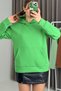 Green Three-Threaded Hooded Long Sleeve Relaxed Fit Sweatshirt with Kangaroo Pocket - 2