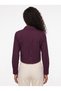 Plum Cotton Viscose Blend Long Sleeve Crop Form Shirt with Minimal Front Pocket - 3