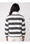 Anthracite Three-Thread Ribbed Turtleneck Striped Zipper Detailed Winter Sweatshirt - 3