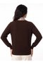 Brown Three-Thread Embroidered Long-Sleeved Comfortable Fit Sweatshirt with Scarf Detail and Gazelle Embroidery - 3