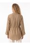 Mink Stretch Fabric Layered Sleeves, Adjustable Waist, Lace-Up Detail, Shirt Collar Shirt - 3