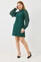 Green Woven Chiffon Fabric Shirt Collar Long Sleeve Straight Cut Button Detailed Dress - 2