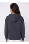 Anthracite Cotton Blend Hooded Collar Oversize Sweatshirt with Kangaroo Pocket - 3