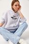 Gray Cotton Fabric Hooded Collar Drop Shoulder Oversize Ribbed Sweatshirt with Kangaroo Pocket - 3