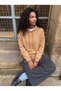 Mink Long Sleeve Off-Shoulder Hooded Sweatshirt with Rope Fringe Detail and Relaxed Fit