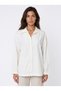 Ecru Woven Fabric Wide Collar Drop Shoulder Loose Fit Front Buttoned Basic Shirt - 2
