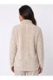 Beige Welsoft Plush Half-Zip Stand Collar Long Sleeve Comfortable Fit Sweatshirt - 3