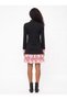 Black Cotton Thessaloniki Textured Half Turtleneck Dress with Sleeves and Skirt Trim, Comfortable Fit - 3