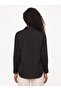 Black Woven Ayrobin Fabric Shirt with Collar, Long Sleeves, Buttoned Collar and Stone Detail - 3