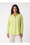 Lime Flexible Lycra Fabric Off-Shoulder Cuffed Sleeve Oversize Basic Buttoned Shirt - 2
