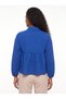 Saks Blue Stretch Fabric Shirt Collar Peplum Cut Vertical Striped Button Detailed Shirt Blouse - 3