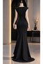 Women's Black Crepe Fabric Double Breasted Neckline Skirt Flounced Evening Dress Graduation Wedding Dress - 4