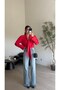 Red Shawl Detailed Padded Shirt - 6