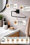 Square Adhesive Black Paper Roll Towel Holder, Napkin Holder, Adhesive Design, Bathroom Hanger - 2