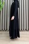 Almond Dress Viscose Fabric Women's Black Openable Button Detailed Comfortable Cut Hijab Dress - 4