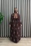Erva Dress Viscose Fabric Women's Brown Collar Openable Buttoned Comfortable Cut Patterned Hijab Dress - 2