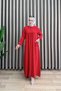 Dream Dress Ayrobin Fabric Women's Red Hijab Dress with Side Pocket Detail and Openable Collar with Buttons - 4