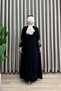 Zübeyde Dress Viscose Fabric Women's Black Hijab Dress with Embroidered Sleeves and Collar, Tassel Tied Detail - 3