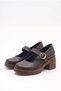 Women's Special Design Platform Heeled Elegant Buckle Strap Ballerina Dark Brown Loafer Moccasin Shoes - 3