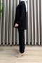 Zi̇ynet Takim Black Strawberry Fabric Ruffle Sleeve Detailed Shirt and Pants Two-Piece Islamic Clothing Loose Fit Summer Wear - 2