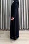 Sunay Ferace Rabia Fabric Women's Black Stylish Ferace with Side Ties and Stone Detailing - 4