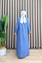 Gülce Denim Dress Denim Fabric Women's Light Blue Pleated Stitching Detailed Open-Front Buttoned Hijab Dress - 3