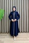 Nurella Ferace Crepe Chiffon Fabric Women's Navy Blue Hooded Striped Detail Hijab Ferace - 3