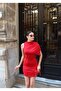 Sandy Fabric Eyelet Mini Dress — Red - 7