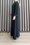 Leman Ferace Rabia Crepe Fabric Women's Dark Green Full Length Robe with Hidden Zipper and Elastic Ankles - 2